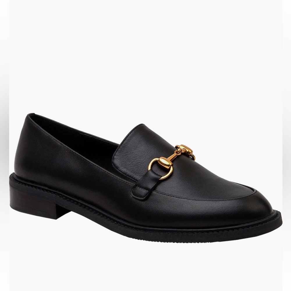 Classic Black Loafers with Gold Detail
